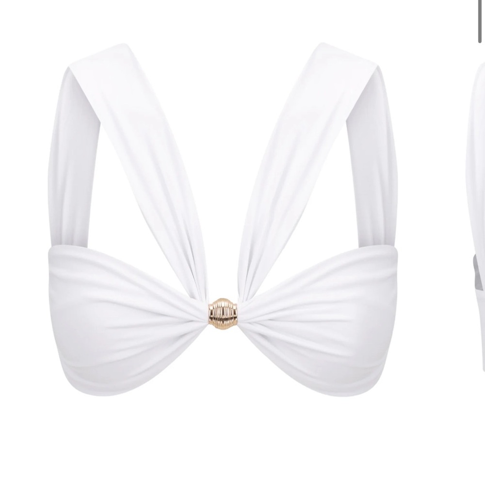 White Bikini Top with Gold Accent
